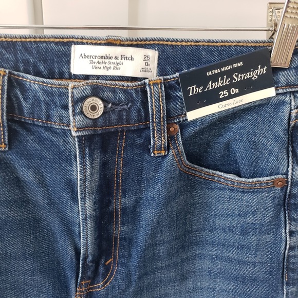 Abercrombie Fitch Jeans Womens 25 Curve Love Ankle Straight Ultra High Rise - Picture 4 of 4